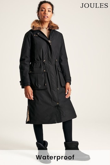 Joules Wilcote Black Waterproof Padded Raincoat (913882) | £199