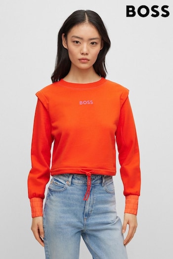 BOSS Orange Embroidered Logo Cotton Cropped Sweatshirt (914160) | £99
