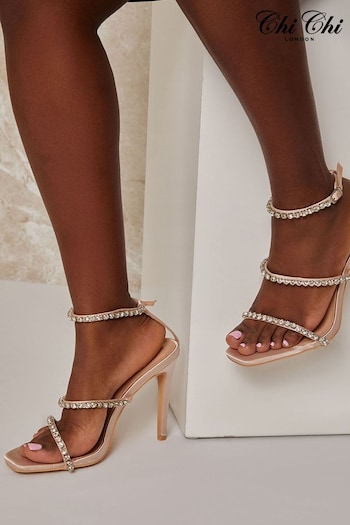 Chi Chi London Gold High Heel Diamante Strappy Sandals (914291) | £65
