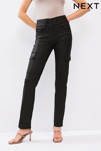 Black Lift, Style And Shape Coated Utility Denim Cargo Pocket Style Slim Fit Jeans (914327) | £50