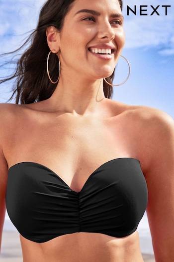 Black Shaping Padded Wired Bandeau Bikini Top (915258) | £24