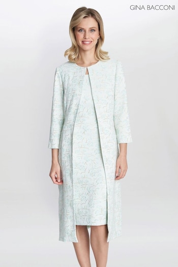 Gina Bacconi Green Lulu Jacquard Dress And Coat (915282) | £399