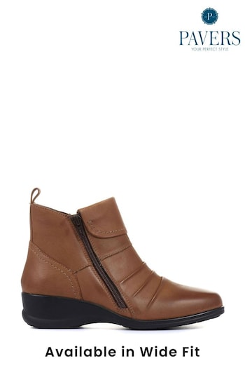 Pavers Tan Ladies Dual Zip Leather Ankle Boots (915617) | £55