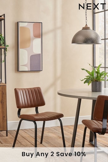 Set of 2 Faux Leather Tan Brown Aiden Non Arm Dining Chairs (915671) | £230
