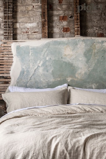 Piglet in Bed Oatmeal Stripe Linen Duvet Cover (916613) | £129 - £199