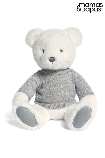 Mamas & Papas Grey/White Welcome to the World Teddy Bear (916736) | £16