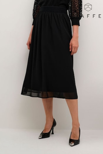 Kaffe Le Chiffon Elastic Waist A-Line Black Skirt (916841) | £45