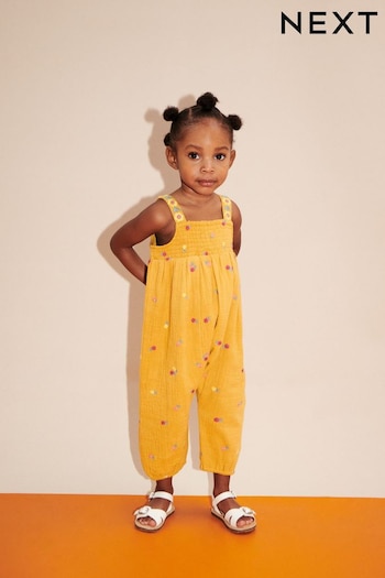 Ochre Yellow Embroidered Playsuit (3mths-7yrs) (916955) | £21 - £25