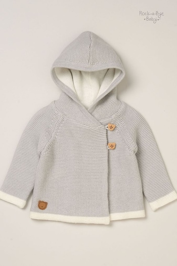 Rock-A-Bye Burberry Boutique Grey Cotton Knitted Hooded Jacket (917102) | £22