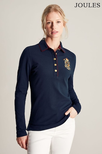 Joules Ashley Blue Long Sleeve Slim Polo Shirt (917427) | £49.95