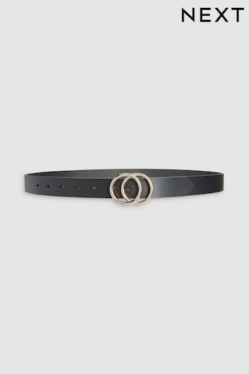 Black Leather Circle Buckle Jeans Belt (917774) | £17