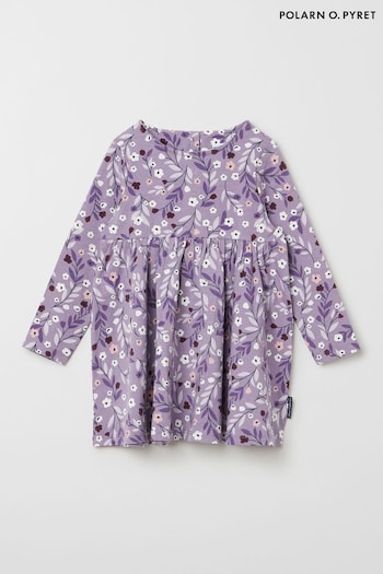 Polarn O Pyret Purple Organic Floral  Print Dress (917980) | £30