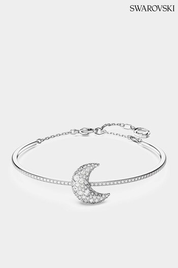 Swarovski Silver Luna Soft Bangle Rhodium Shiny Bracelet (918124) | £95