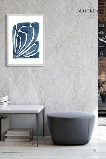 Brookpace Lascelles Blue Leaf II Artwork In White Frame (918383) | £138
