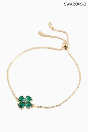 Swarovski Green Idyllia Soft Bracelet Clover Gold Shiny (918753) | £85