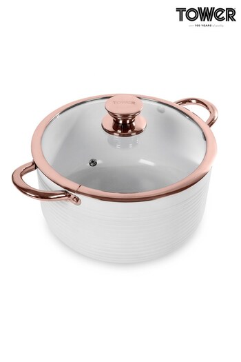 Tower White White And Rose Gold 24cm Casserole Pot (918840) | £35