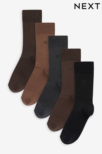 Neutrals 5 Pack Embroidered Lasting Fresh Socks (919045) | £14