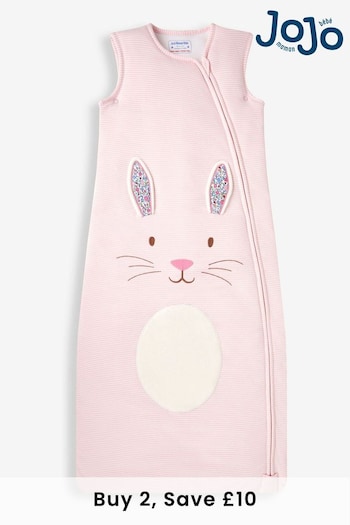 JoJo Maman Bébé Pink Pink Stripe Applique Bunny 2.5 Tog Toddler Sleeping Bag (919370) | £34