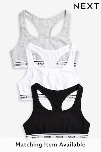 Black/Grey 3 Pack Racer Back Crop Tops (5-16yrs) (919536) | £9.75 - £13.75