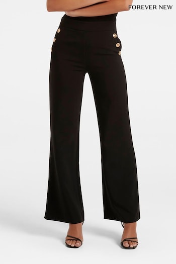 Forever New Black Megan Button Wide Leg Trousers (920158) | £70