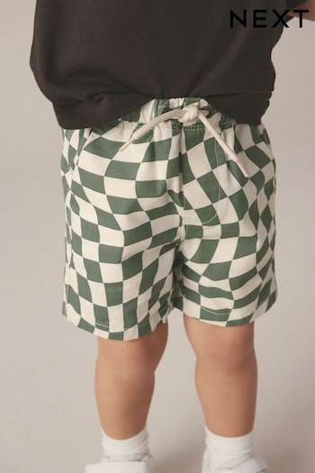 Green/Ecru Checkerboard Pull-On Shorts Miller (3mths-7yrs) (920168) | £5.50 - £7.50