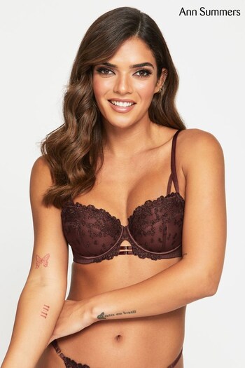 Ann Summers Saintly Embroidered Padded Balcony Brown Bra (920290) | £22