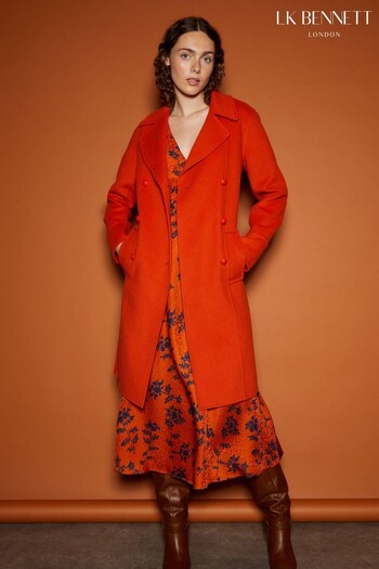 LK Bennett Orange Greta Wool-Blend Coat (920402) | £599