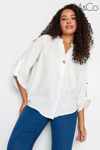 M&Co White Turn Back Sleeve Blouse (920506) | £29
