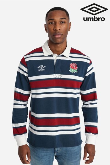 Umbro Blue England Classic Stripe Rugby Jersey T-Shirt (921390) | £30