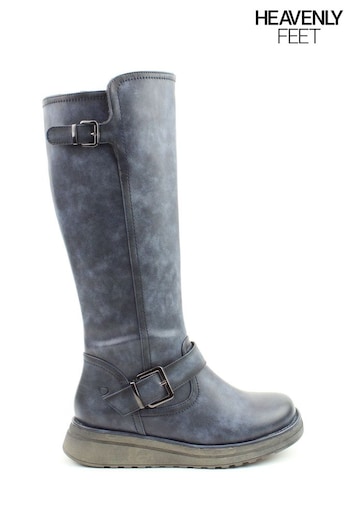 Heavenly Feet Ladies Blue Vegan Friendly Tall Boots heel (921459) | £65