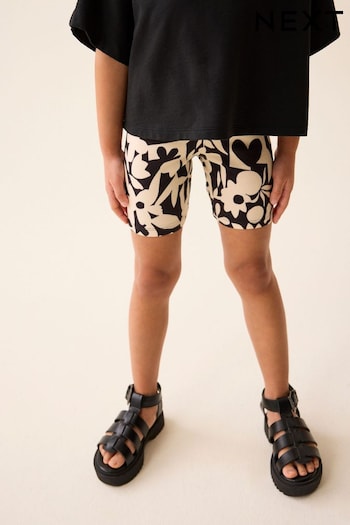 Black/ Ecru Floral Print Cycle ribbed Shorts (3-16yrs) (921520) | £4 - £6