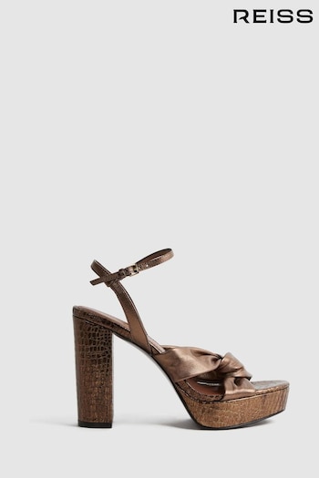 Reiss Bronze Heidi Metallic Leather Platform Heels (921961) | £188