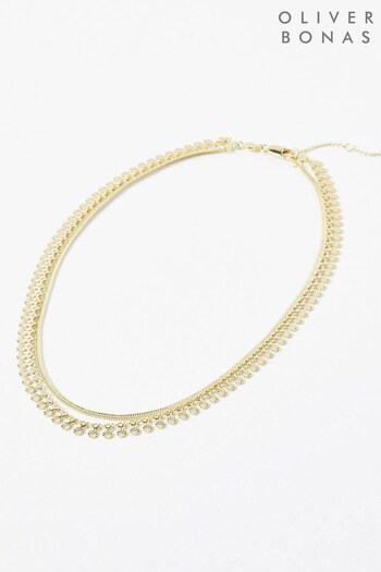 Oliver Bonas Gold Plated Itri Disc Layered Collar Necklace (921992) | £65