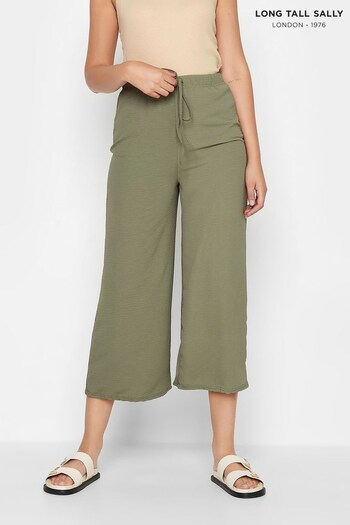 Long Tall Sally Green Crepe Tie Cropped Trousers (922265) | £27 - £28