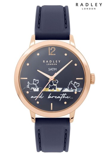 Radley Ladies Blue Yoga Dog Silicone Strap Watch (922410) | £55