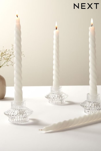 Set of 4 White Wax Taper Dinner Candles (922577) | £8