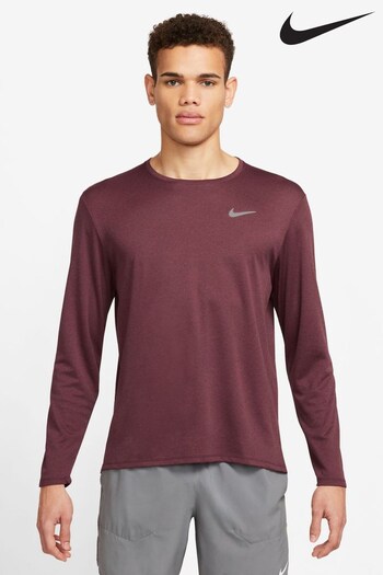 Nike Red Dri-FIT UV Miler Long-Sleeve Running Top (922649) | £38