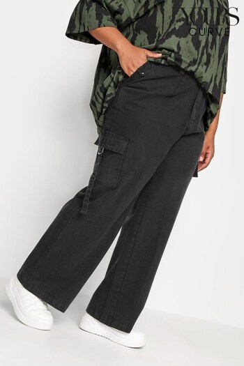 Yours Curve Black Twill Wide Leg Cargo Trousers (922741) | £30