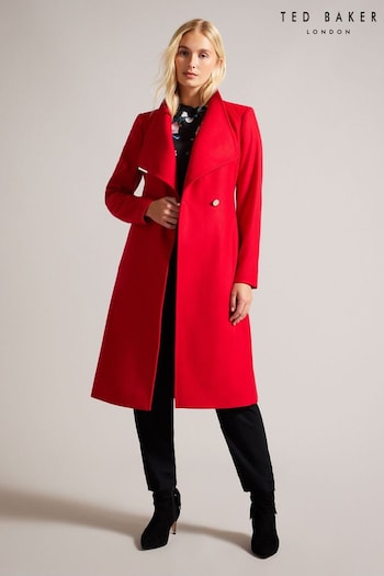 Ted Baker Rose Red Mid Length Wool Wrap Coat (922775) | £325