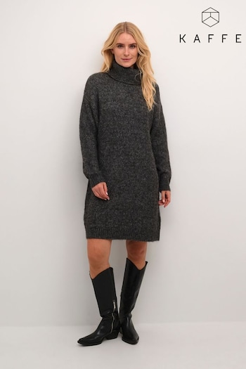 Kaffe Grey Aioma Rollneck Loose Fit Knitted Dress (922972) | £75
