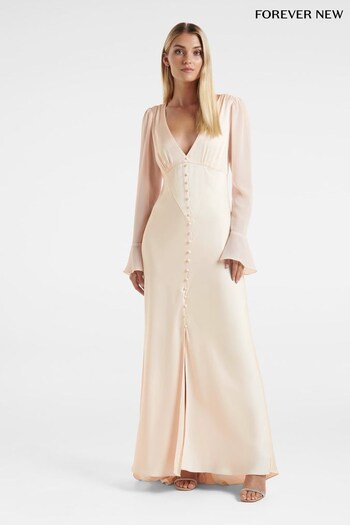 Forever New Cream Willow Long Sleeve Button Down Maxi Dress (923230) | £55