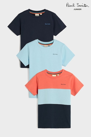 Paul Smith Junior Footbed Signature T-Shirts Set 3 Pack (923592) | £32