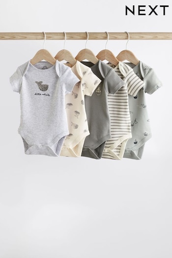Grey Whale Washed Short Sleeve Bodysuits 5 Pack (923754) | £18 - £20