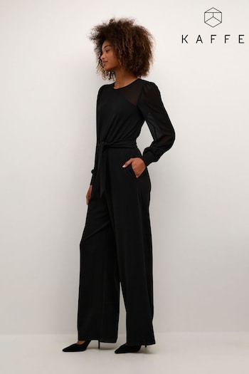 Kaffe Emily Long Sleeve Belted Black Jumpsuit (923755) | £90