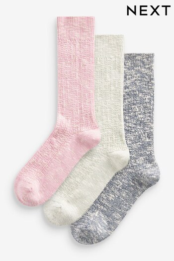 Pink/Blue/Green Cotton Rich Slub Slouch Ankle Socks 3 Pack (924120) | £14