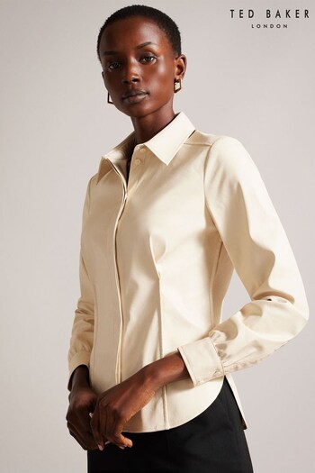 Ted Baker Natural Maggiiy Faux Leather Shirt With Seam Detailing (924347) | £125