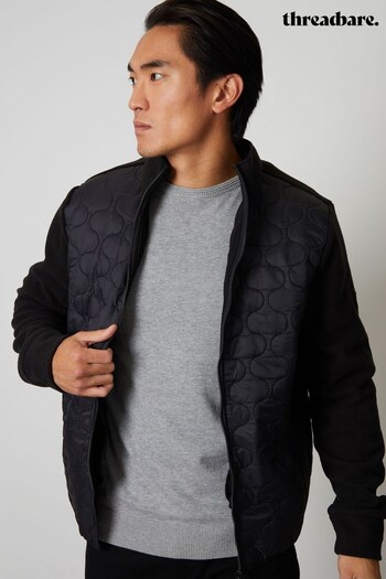 Threadbare Black Zip Up Quilted Fleece Jacket (924442) | £24