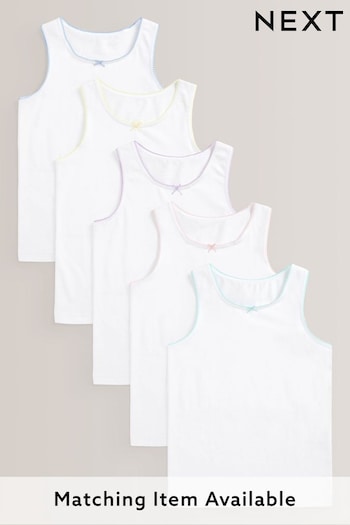 White with Trim 5 Pack Vests (1.5-16yrs) (924685) | £10.75 - £14.75
