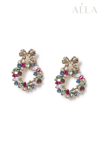 Aela Xmas Wreath Pink Drop Earrings (924777) | £10