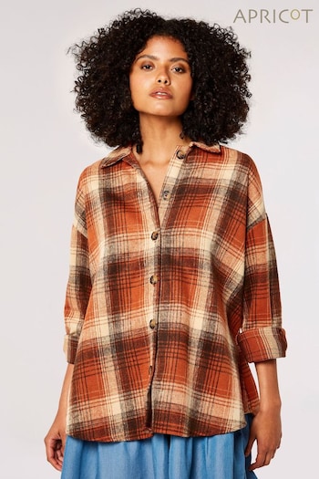 Apricot Red Lumberjack Plaid A-Line Shirt (925017) | £35